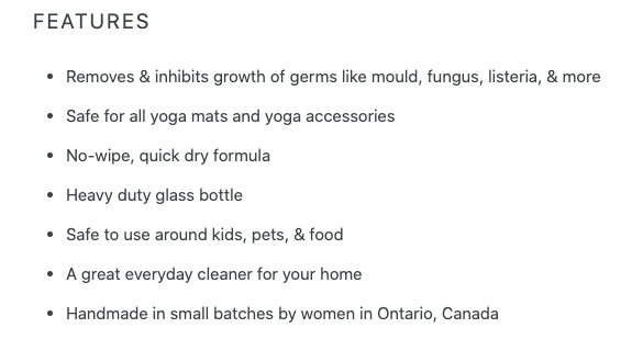 Plant based yoga mat cleaner